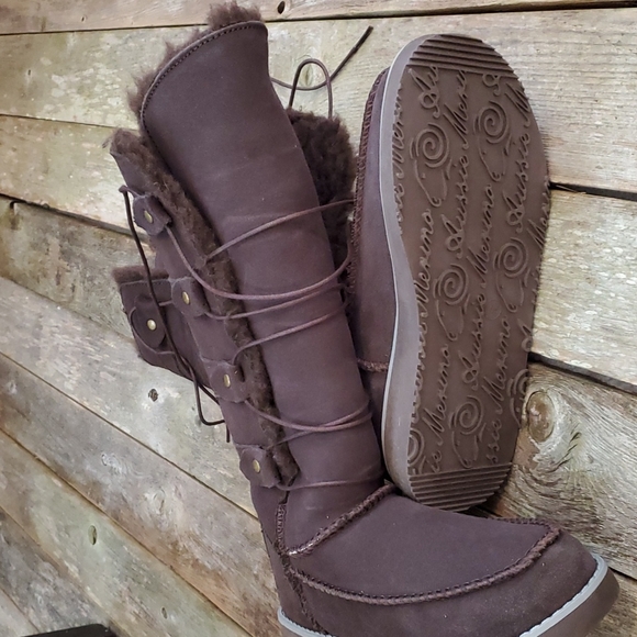 *LAST PAIR* Aussie Marino 5M Tasman Australian wool high calf lace up boot #1167 - Picture 5 of 6